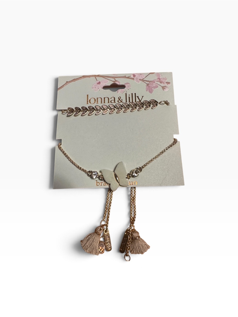 Lonna & Lilly Gold-Tone Crystal & Butterfly Slider Bracelet set